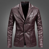 Slim Handsome Spring Leather Jacket Small Suit Men - WOMONA.COM