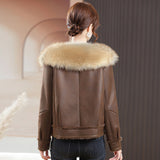 Mittleren alters frauen Kleidung Winter Leder Mantel Casual Modische Jacke