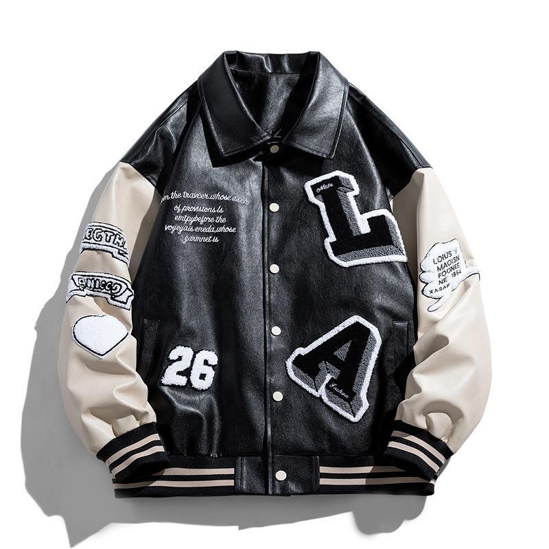 Men's lightweight loose raglan faux leather jacket