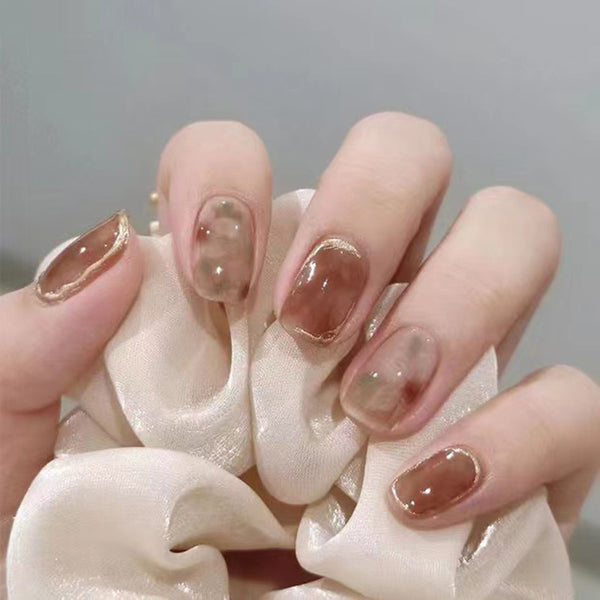 Handmade Camellia Wearing Nail Art Fake Nails Removable - WOMONA.COM