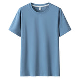 Men Short Sleeved Round Neck Solid Color Clothes - WOMONA.COM