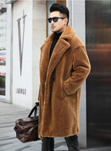 Men's Winter New Thickened Cashmere Long Warm Fur Coat - WOMONA.COM