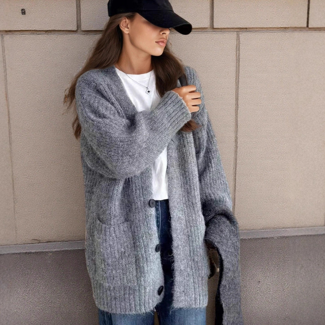 Women's V-Neck Alpaca Wool-Blend Cardigan