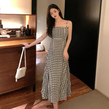 Plaid Suspenders Dress Summer Women's Waist Slimming - WOMONA.COM