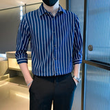 Light Cooked Style Shirt For Men With Black And White Stripes - WOMONA.COM