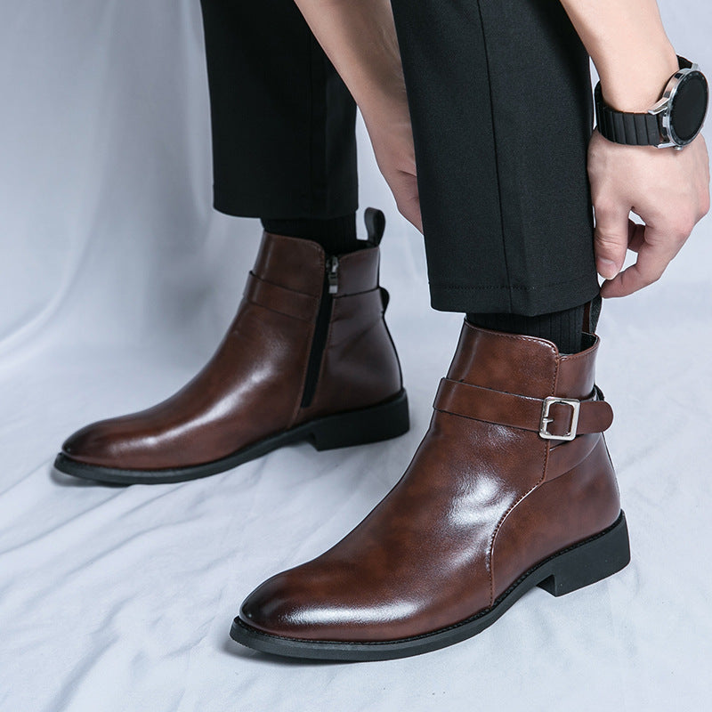Men's black high-top western boots