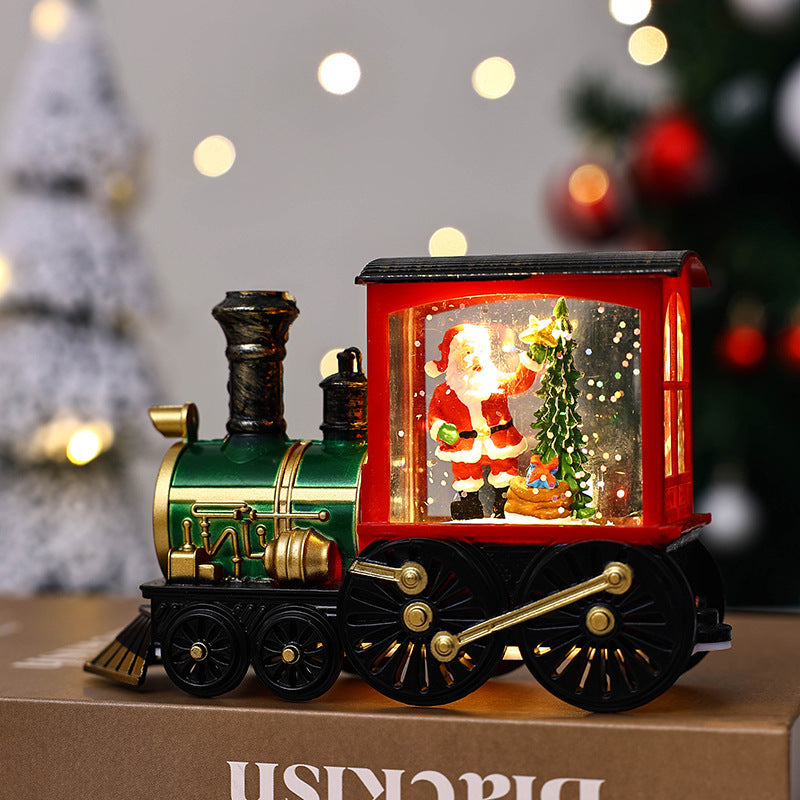 Lámpara de noche pequeña con decoración de tren para regalo de Navidad