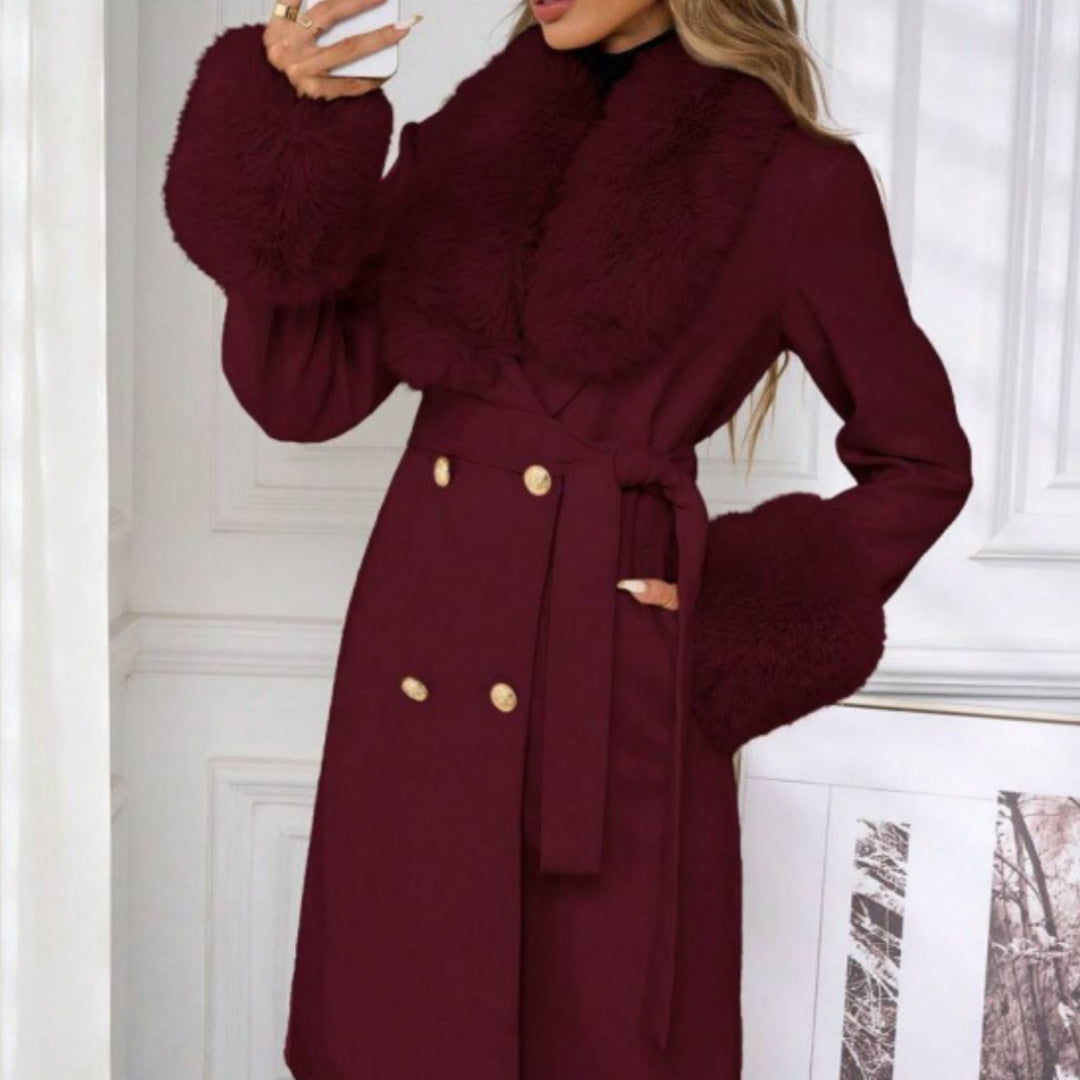 Women's thick belted double-breasted trench coat