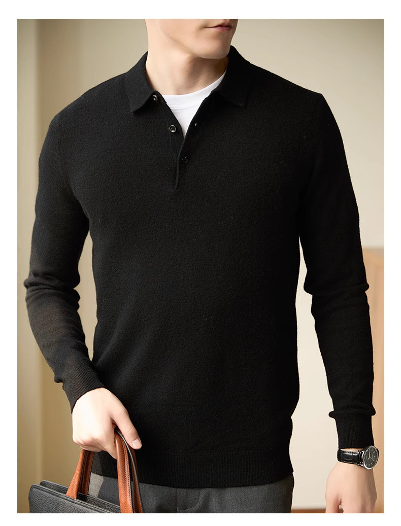 Men's Polo Collar Business Casual Sweater - WOMONA.COM