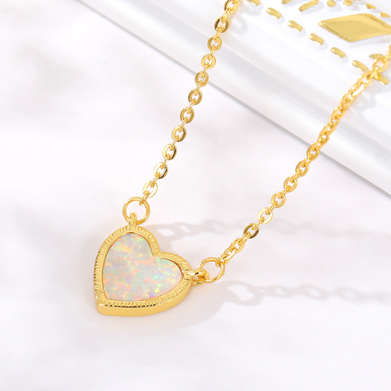 Romantic Heart Necklace Copper Zircon Pendant Necklace - WOMONA.COM