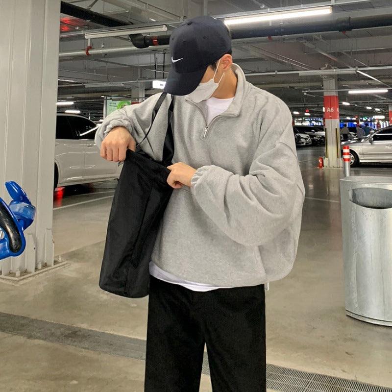 Casual Half High Neck Zipper Sweater For Men - WOMONA.COM