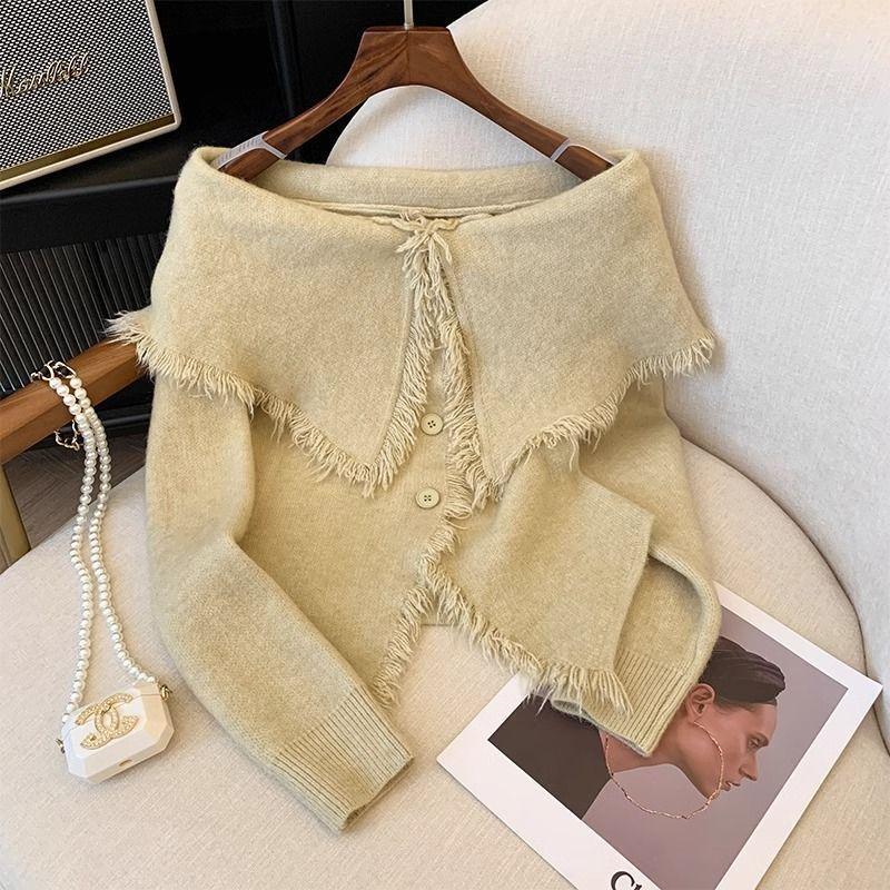 French Style Retro Lapels Temperament Knitted Top - WOMONA.COM