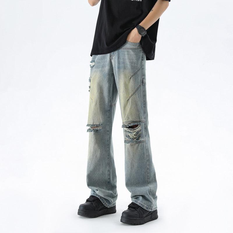 Men's Summer Fashion Brand Distressed Bootcut Pants - WOMONA.COM