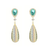 S925 Silver Needle Drop Zircon Earrings Long Earrings - WOMONA.COM