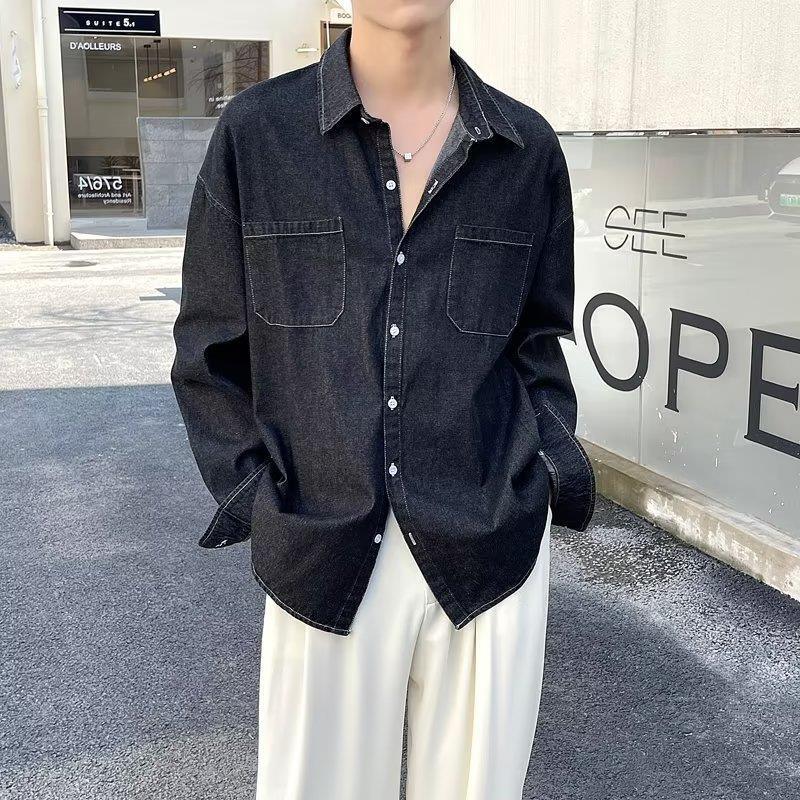 Workwear Light Blue Denim Shirt Jacket Men - WOMONA.COM