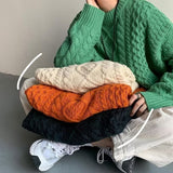 Japanese Stitching Contrast Color Cable-knit Sweater Men - WOMONA.COM