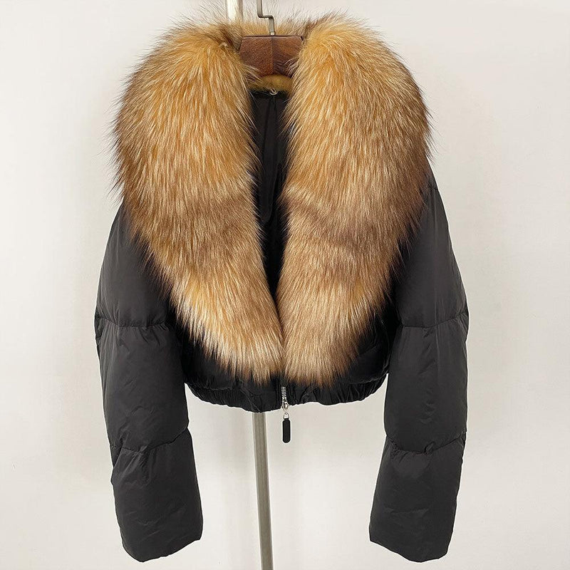 Fox Fur Collar Thick Short Down Jacket Coat