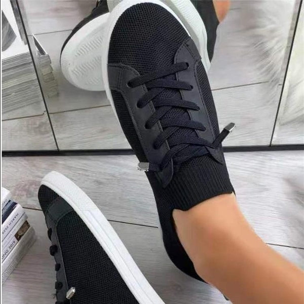 Flat Lace-Up Fly Woven Mesh Breathable Shoes - WOMONA.COM