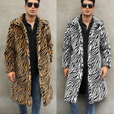 Men's Square Collar Imitation Fur Long Coat Overcoat - WOMONA.COM