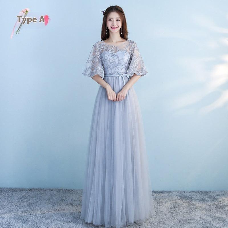 Long Bridesmaid Blue Wedding Dress Girlfriends Party Dress - WOMONA.COM