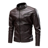 Stitching Motorcycle Retro Fashion Leather Jacket Coat - WOMONA.COM