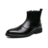 British Solid Color Pointed Leather Boots - WOMONA.COM