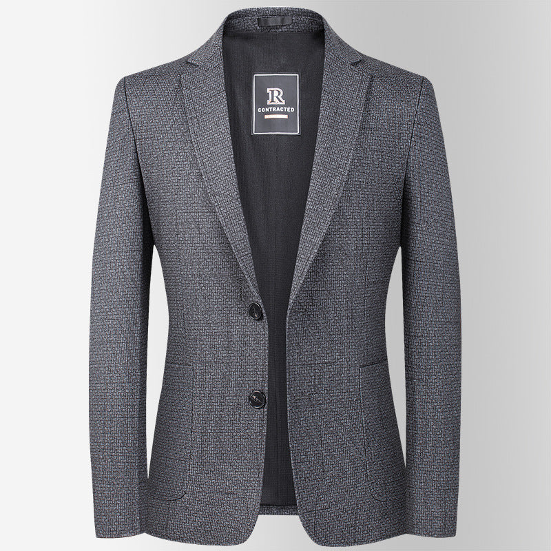 Men's Fashion Casual Knitted Plaid Stretch Suit Jacket - WOMONA.COM