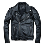 Pure Cowhide Biker's Leather Jacket - WOMONA.COM