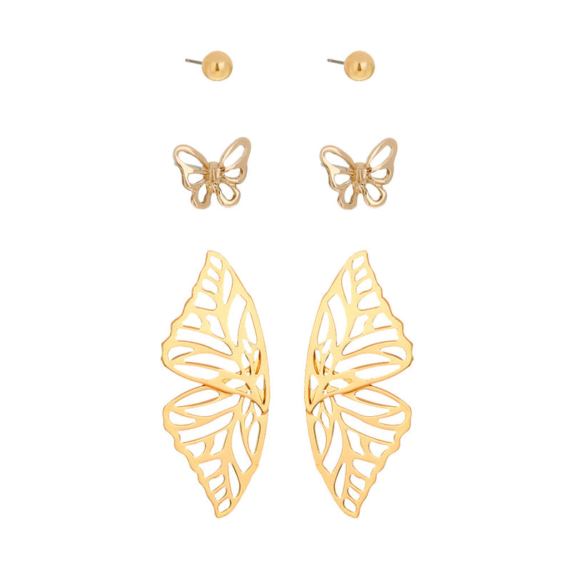 Wings Exaggerated Metal Hollow Butterfly Earrings - WOMONA.COM