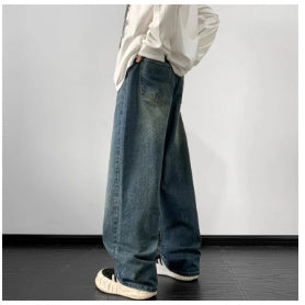 Men's American-style Washed Loose Jeans - WOMONA.COM