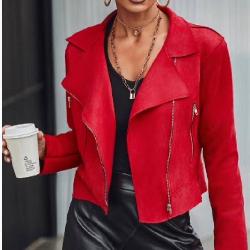 Fashion Women's Wear Suede Motorcycle Jacket - WOMONA.COM