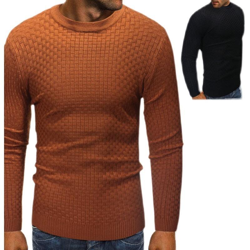 Men's Plaid Crew Neck Knit Sweater
