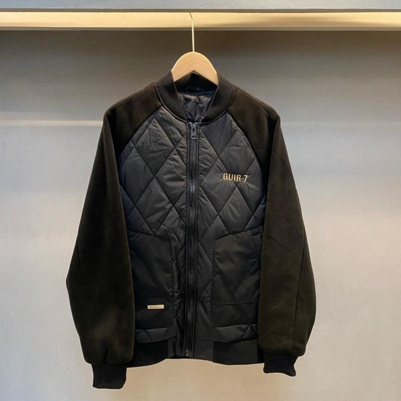 Stitching Design Baseball Uniform Cotton-padded Jacket - WOMONA.COM