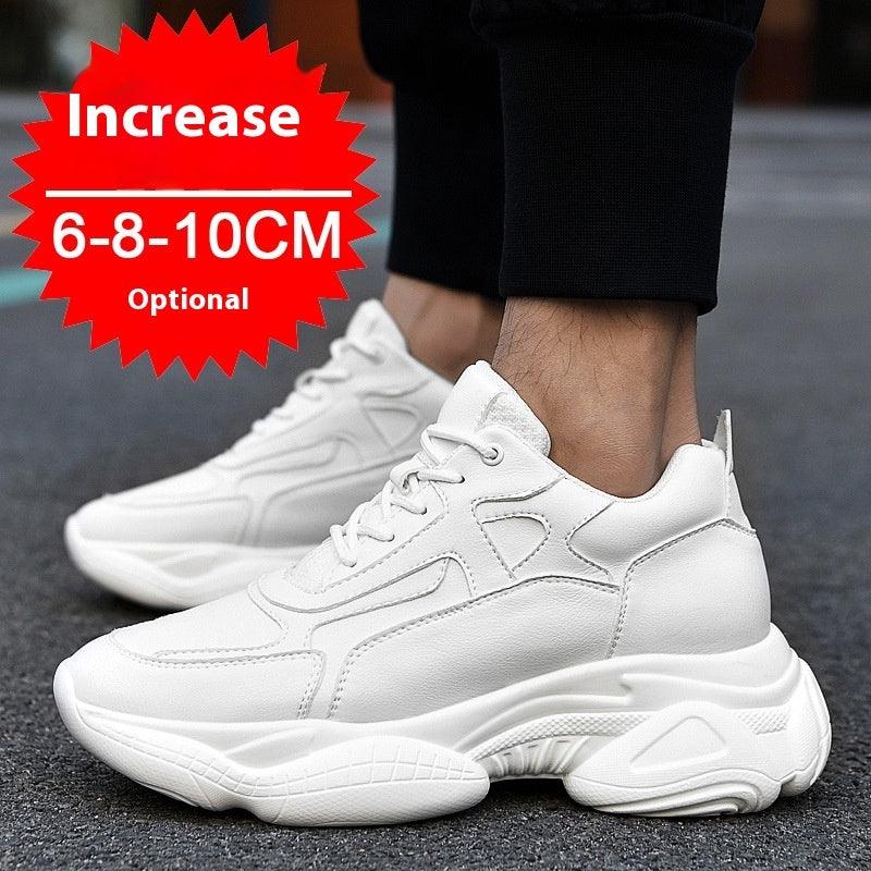 Invisibly Heightened Shoes 10CM White Shoes Heightened Sneakers - WOMONA.COM