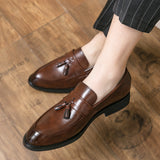 Casual Men Loafers Classic Tassel Men Leather Shoes Wedding Men Dress - WOMONA.COM