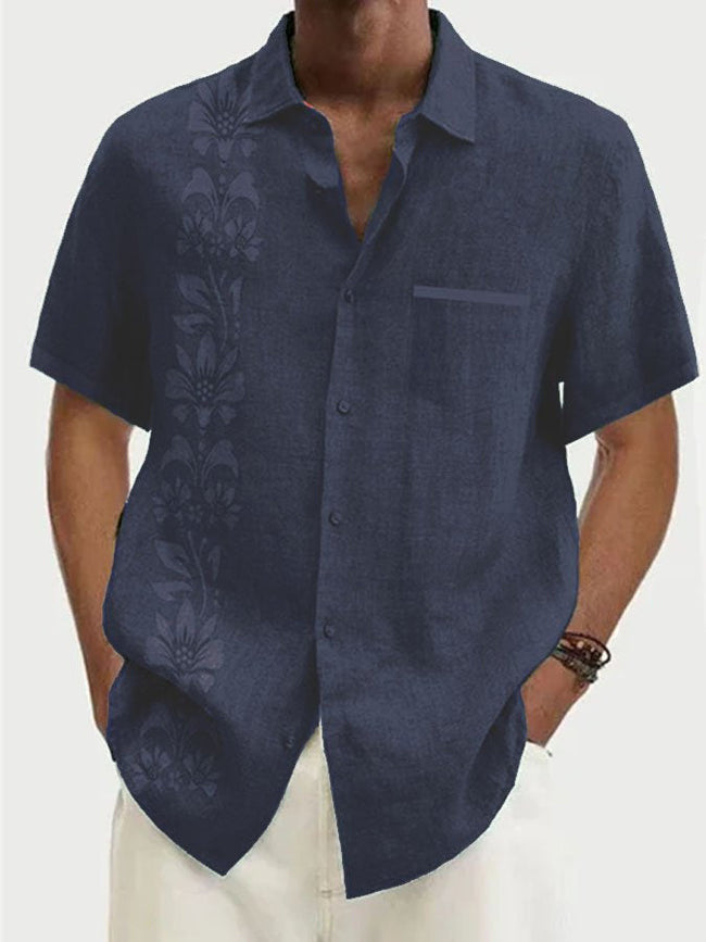 Digital Printing Polyester Plain Men's Short Sleeve Shirt