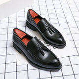 Casual Men Loafers Classic Tassel Men Leather Shoes Wedding Men Dress - WOMONA.COM