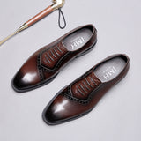 Business Carved Pointed Retro Wedding Shoes Men - WOMONA.COM