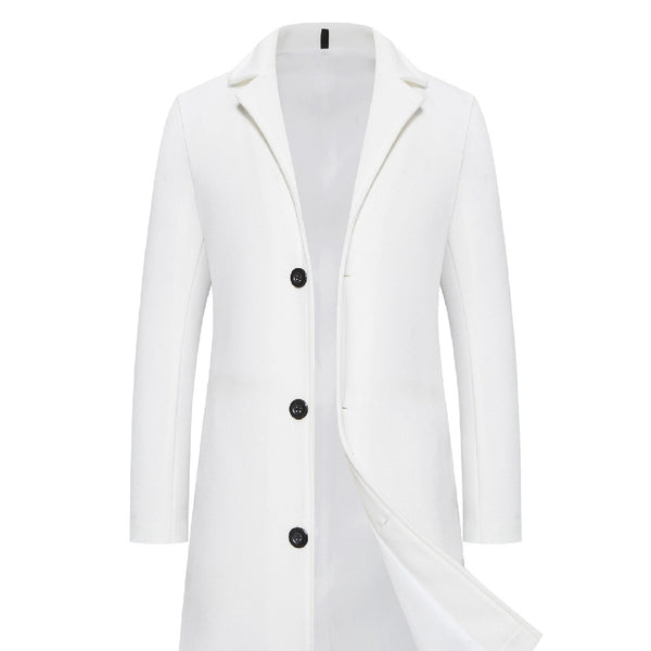 Men's Solid Color Single-breasted Trench Coat