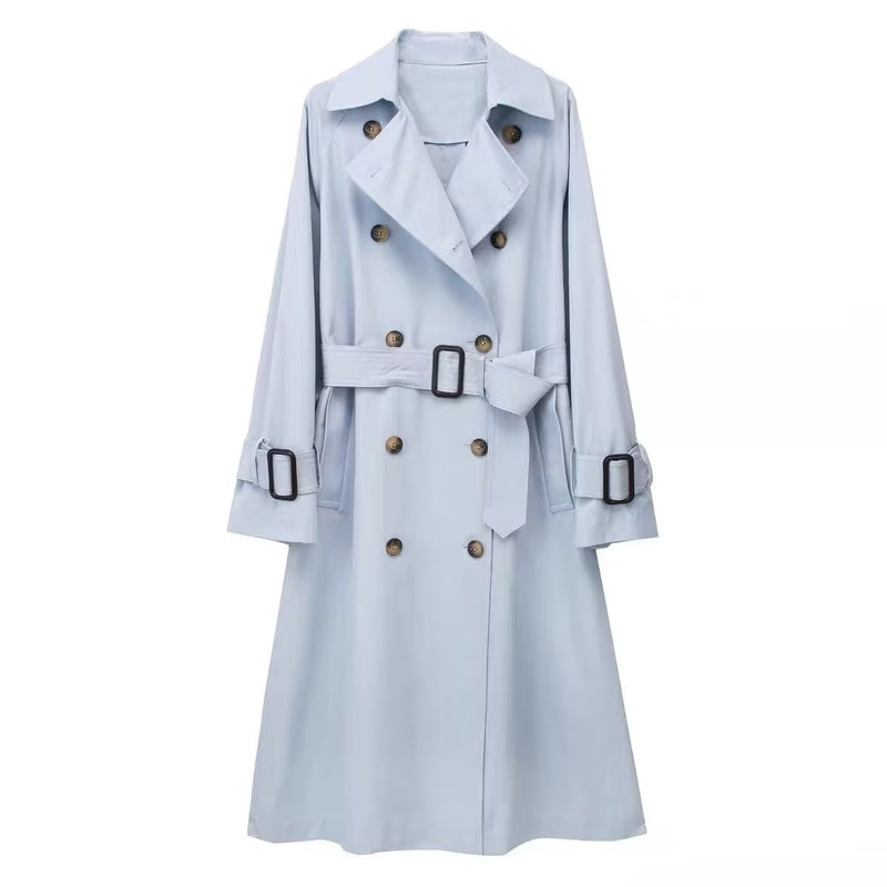 Women's Loose Long Trench Coat And Overcoat With Strap