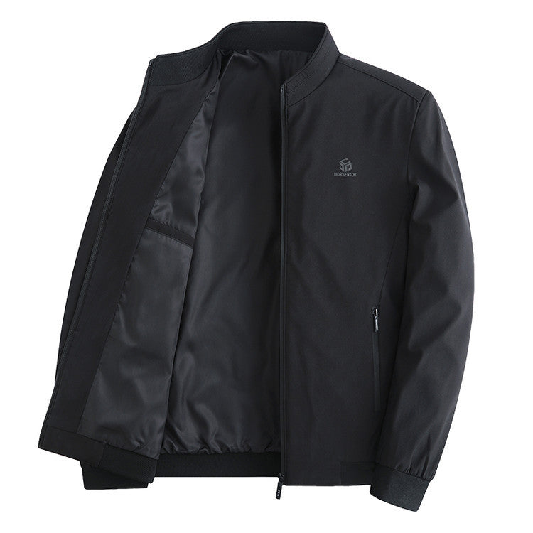 Men's Slim Stand-Collar Casual Jacket, Black - product view 5