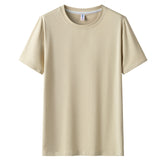 Men Short Sleeved Round Neck Solid Color Clothes - WOMONA.COM