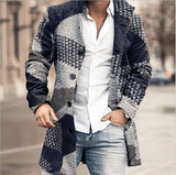 Fall Winter Men Woolen Stand Collar Mid-length Pocket Casual Coat