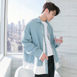 Mens Fake Two Piece Patchwork Denim Jacket Top