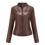 Women's Leather Thin Short Chic Women's Jacket - WOMONA.COM