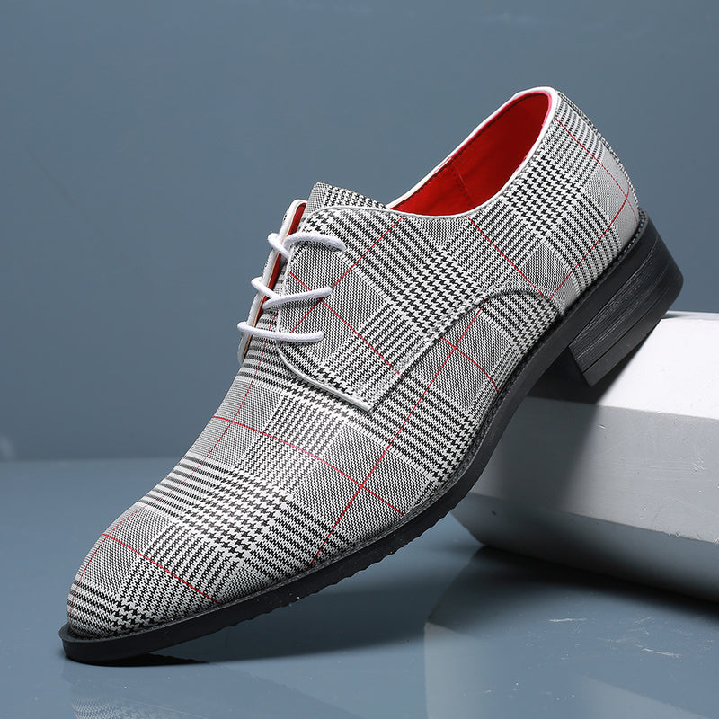 Zapatos casuales de negocios de moda para hombres, de cuero, combinables, con cordones y rayas