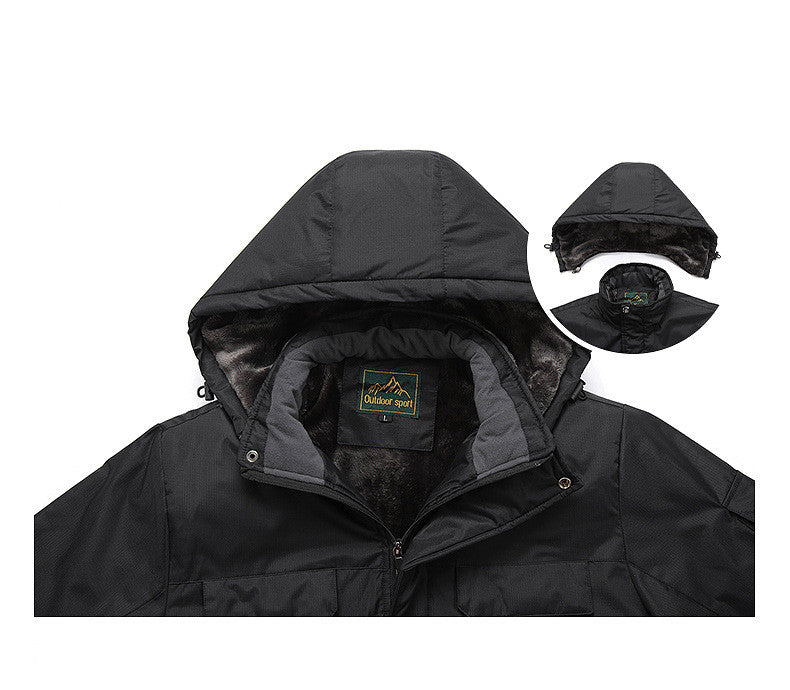 Outdoor Men's Plus Fleece Warm Cotton Jacket - WOMONA.COM