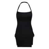 Women's Sling Halter Circle Split Dress - WOMONA.COM