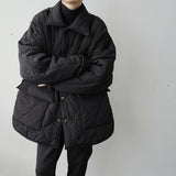 Men's Lapel Super Loose Silhouette Big Pocket Cotton Coat