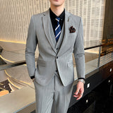 Striped Suit Men's Three-piece Suit - WOMONA.COM